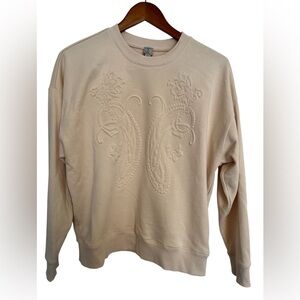 Tristan Embossed Sweatshirt in Cream size medium